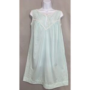 Vintage Komar‎  Pull On Nightgown Midi Dress Blue Sz Small Made USA Y2K